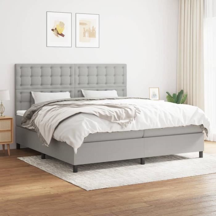 3142121 vidaXL Divan Bed with Mattress Light Grey 200x200cm Fabric