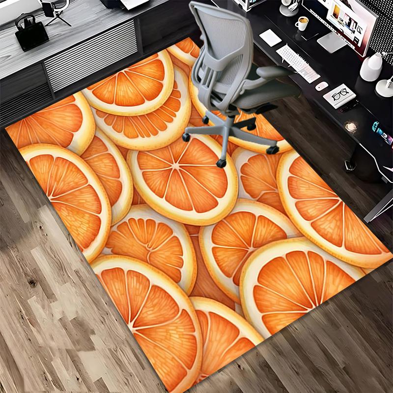 1pc Oranges Pattern Themed Rug for Home Decor, Non-slip Office Carpet, Chair mat, Outdoor Mat, Christmas and Halloween gifts-0731160