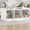  Coffee Table with Glass Doors, White, 102x50x42 Cm