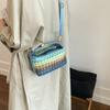 Spring and Summer New Rainbow Multi-colored Grass Woven Small Bag Casual Women's Bag Portable Shoulder Messenger Bag