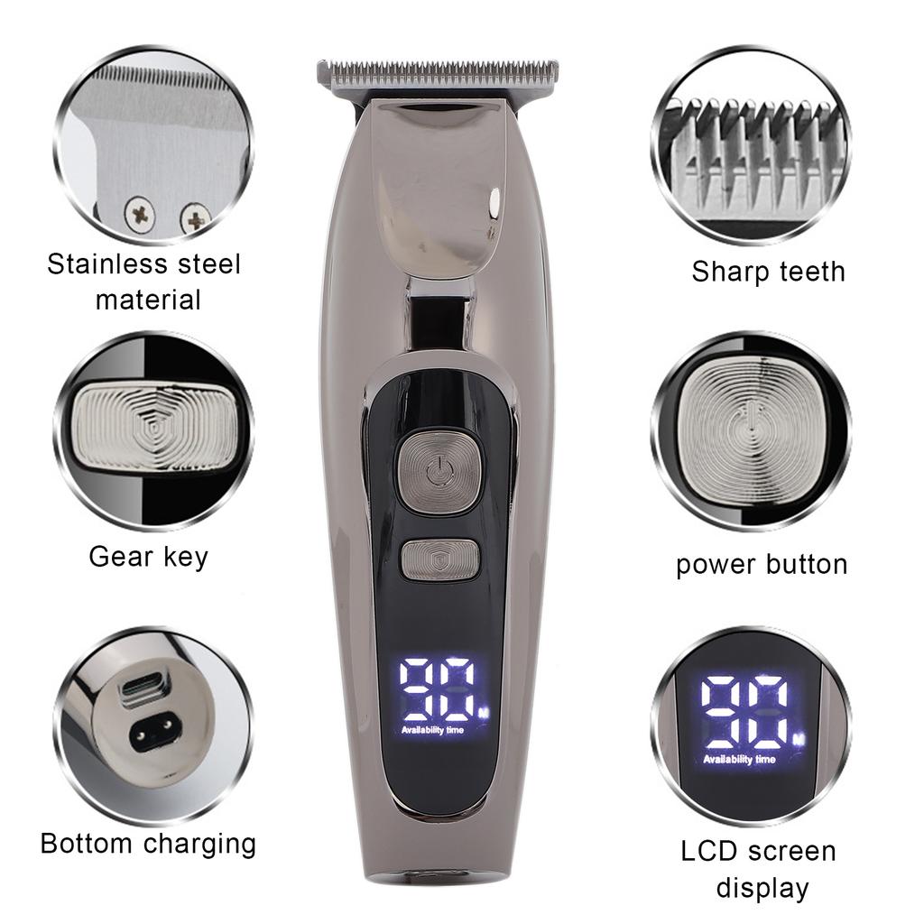 Professional Electric Hair Clippers Baber Hair Cutting Clipper LCD Display Hair Grooming Trimmer