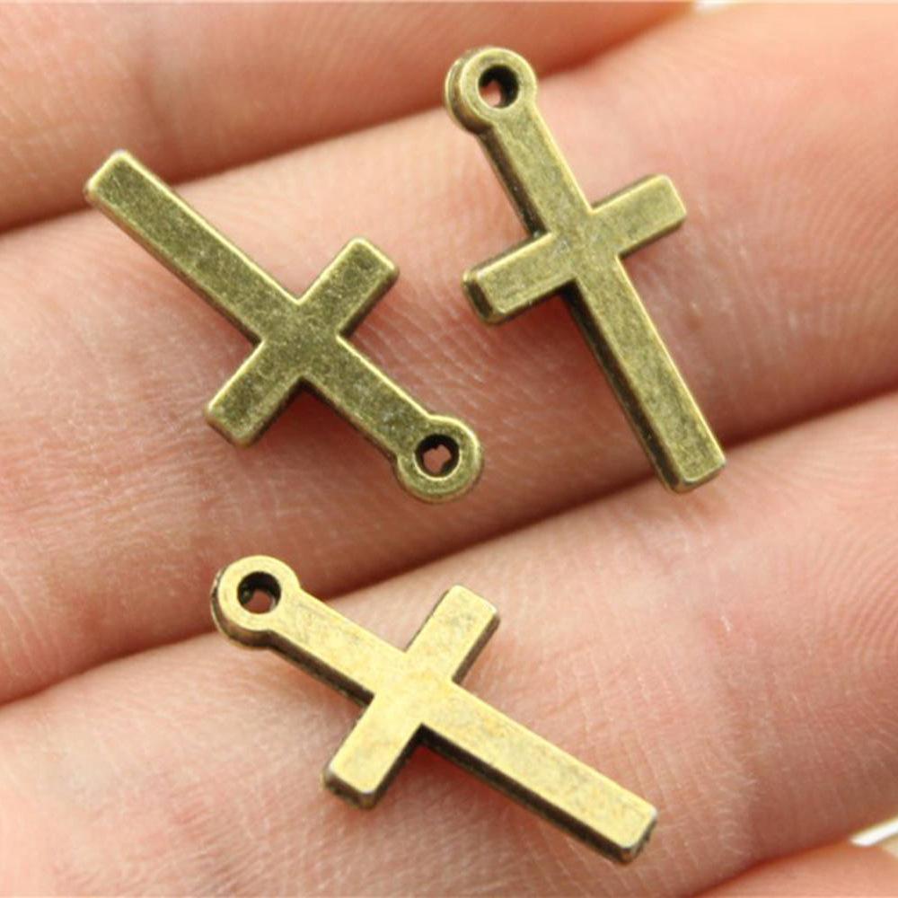 20pcs Cross Charms Handmade Pendant Making Fit Vintage Tibetan Bronze Silver Color DIY For Bracelet Necklace