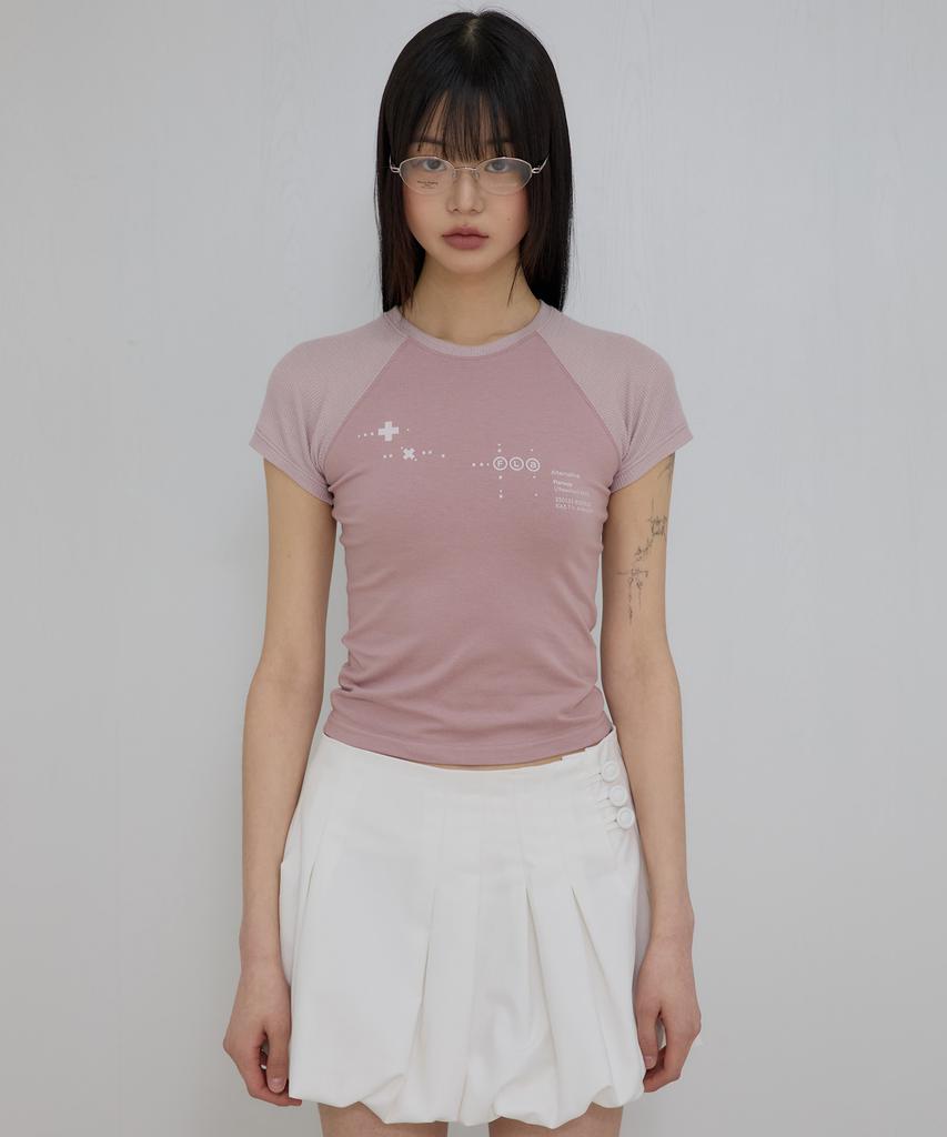 Peulleeoeob Muta Waffle Raglan T-Shirt (Fl-154_Pink)