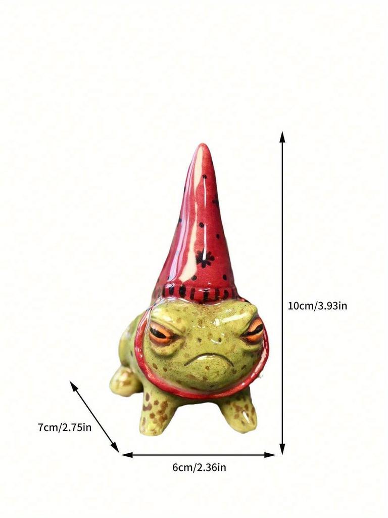 1pc Resin Frog Wearing Hat Christmas Ornament, Rustic Countryside Garden Patio Micro Decoration, Cute Animal Figurine, Suitable For Succulent Plants