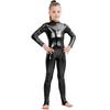 Unisex Metall-Jumpsuit für Kinder, Halloween-Kostüm, Langärmeliger Body mit durchgehendem Stehkragen für Rollenspiele und Tanzaufführungen