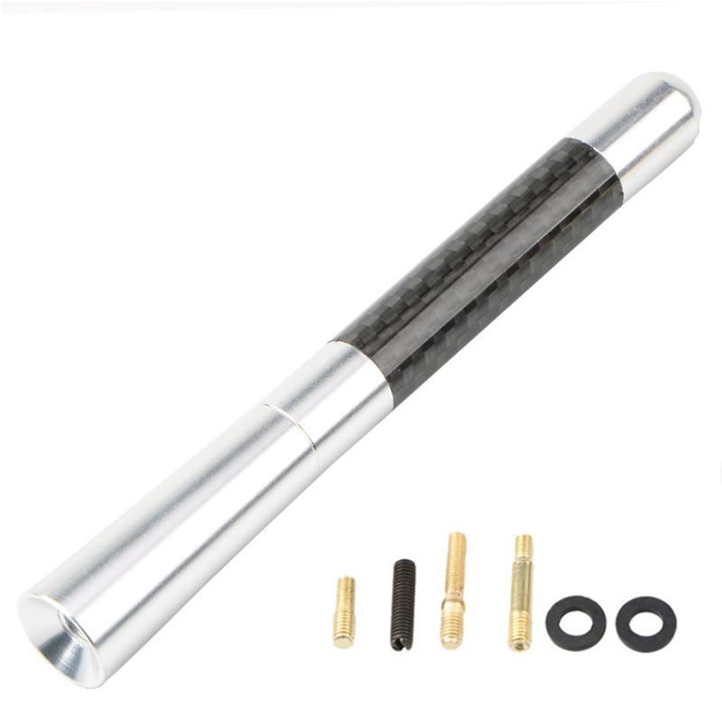 3.5cm/8cm/12cm Universal Car Short Radio Antenna Carbon Fiber Black Car Roof Antenna Radio Aerial FM/AM Metal Receiving Antennas