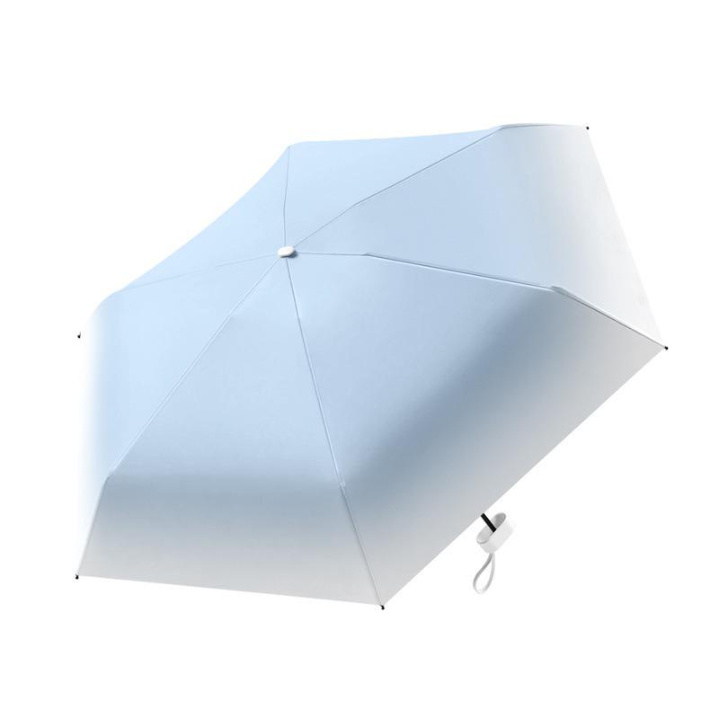 Flat Five-Fold Thickened Umbrella: Compact Sun & Rain Protection with UV Protection for Students & Girls.