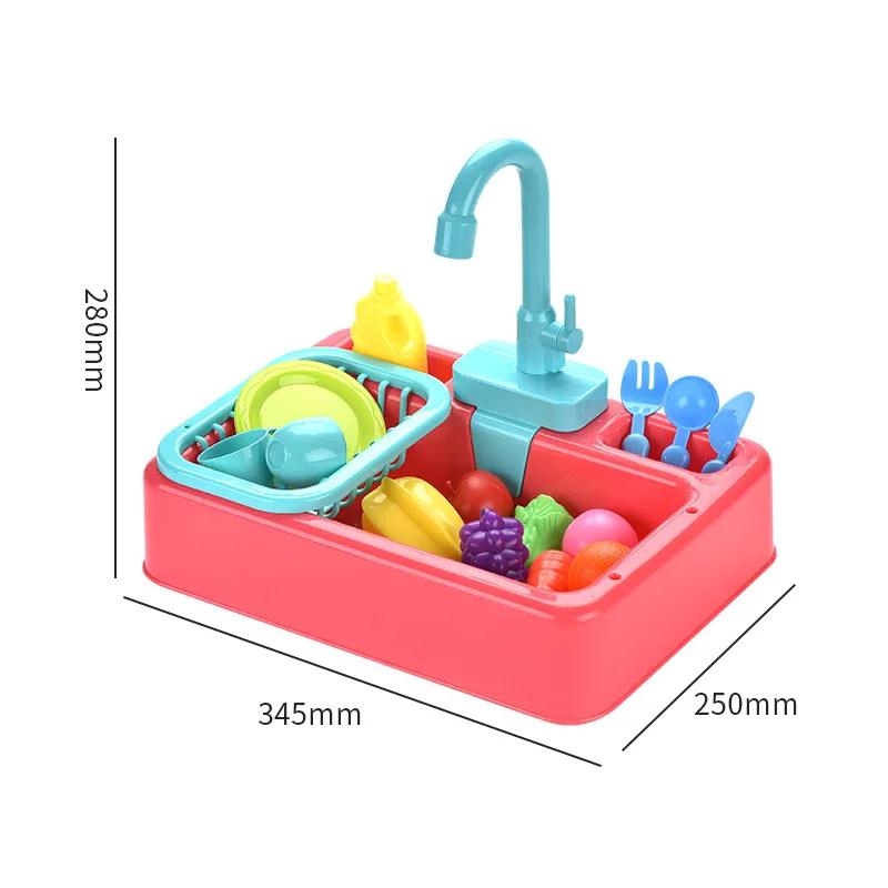 Non-Toxic Kids Kitchen Toys Simulation Electric Dishwasher Pretend Play Mini Kitchen Food Educational Summer Toys Role Playing Children Toys