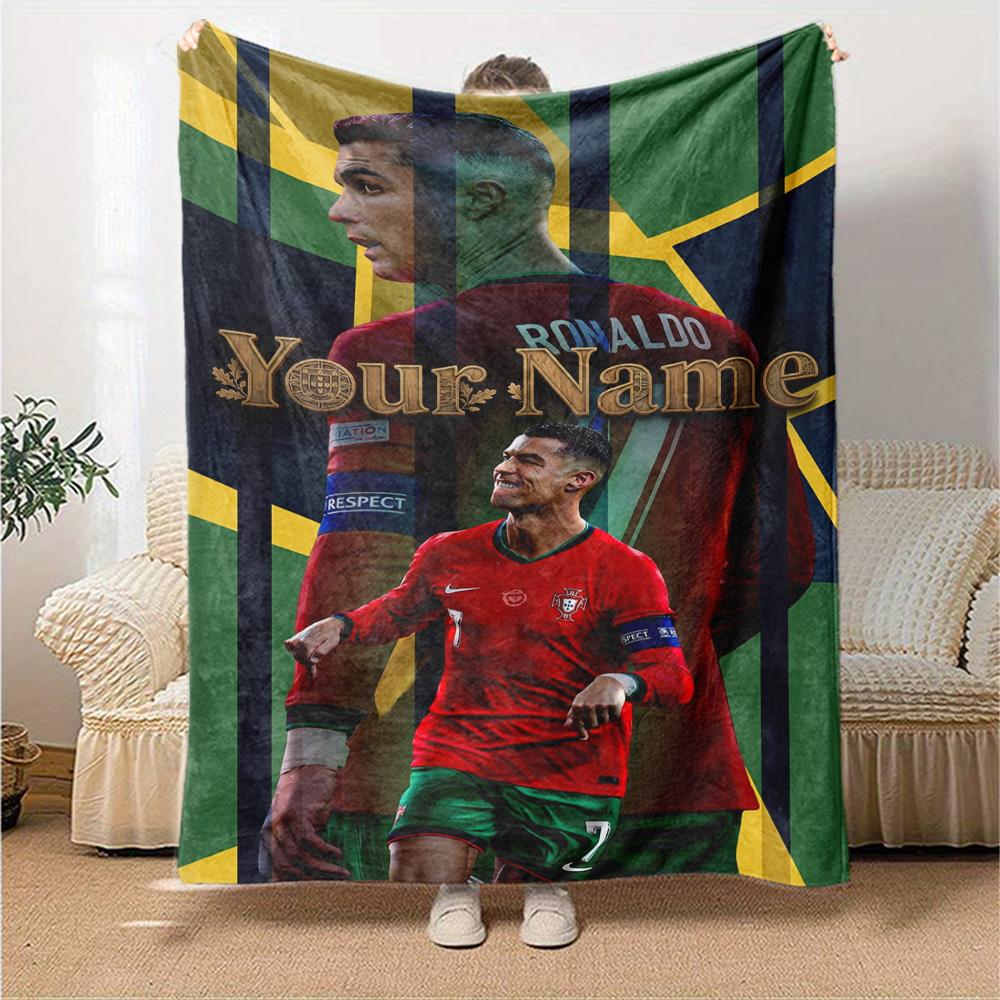 Cristiano Ronaldo (120) Personalized Name Blanket Multi-purpose Customizable Blanket Warmthful Decor Throw For Office Chair Living Room Office Seaside