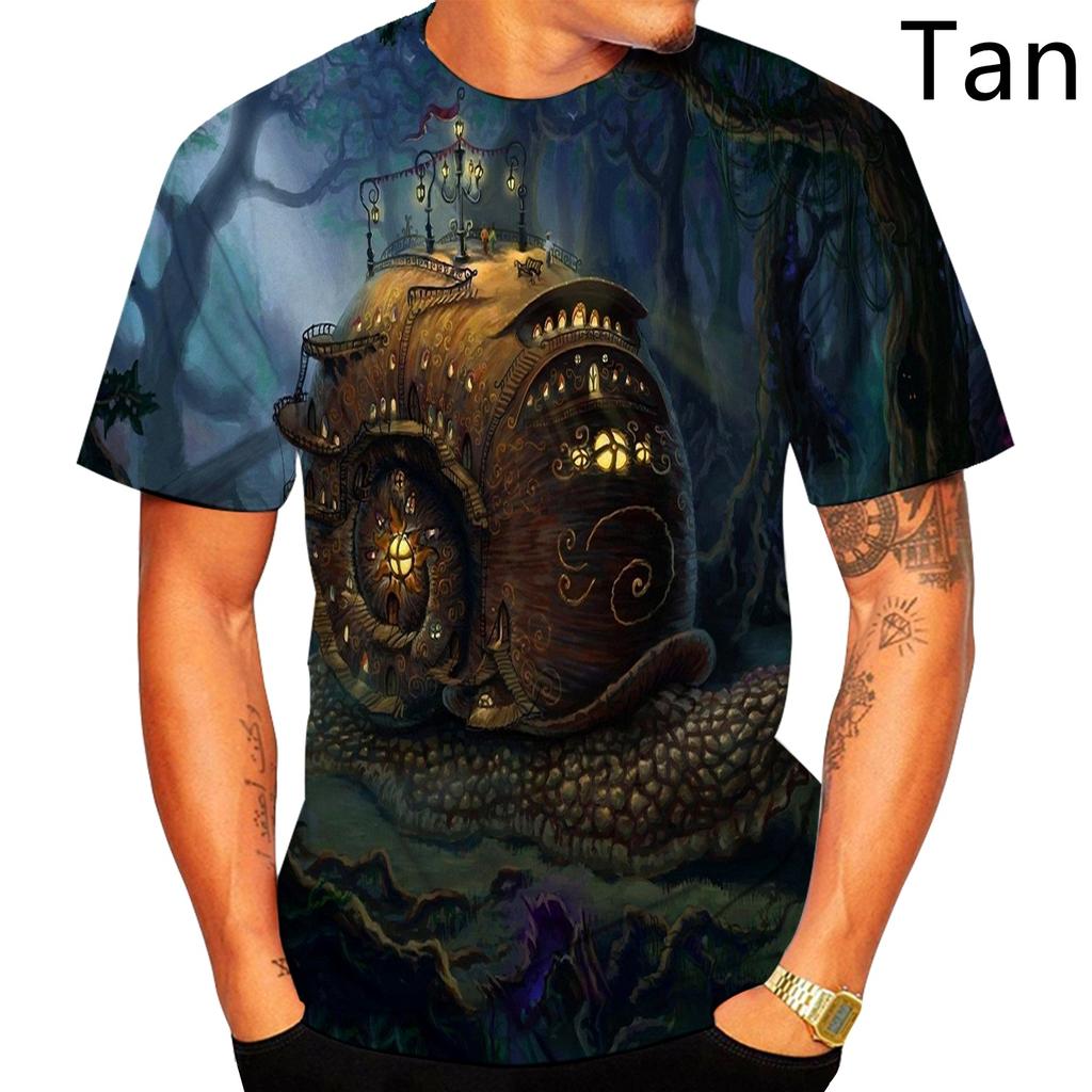 Letnie T-shirty męskie z okrągłym dekoltem, z zabawnym wzorem ślimaka 3D, modne, casualowe, z krótkim rękawem
