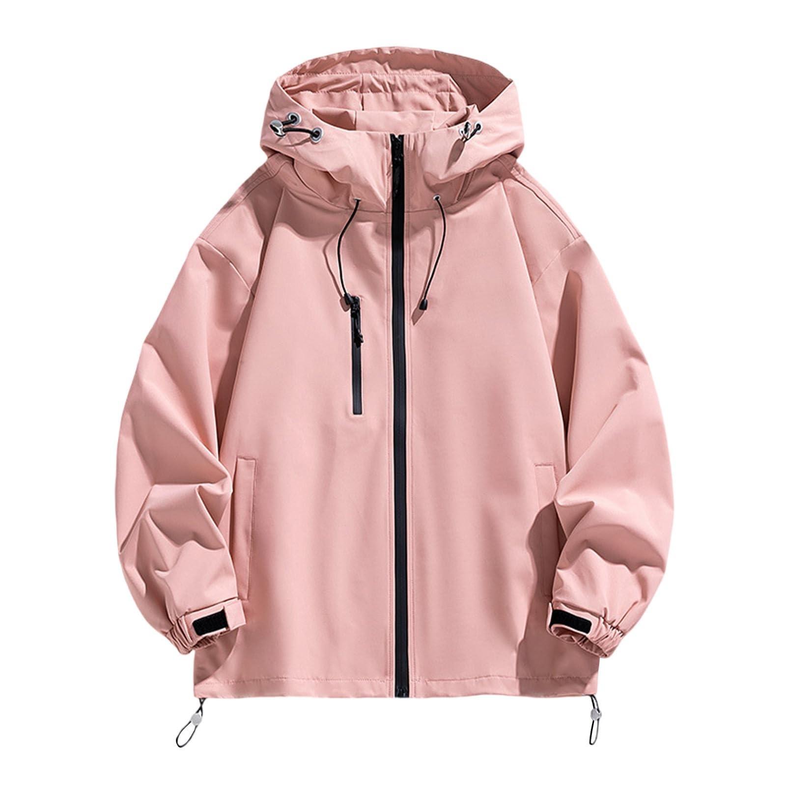 

Женская однотонная полосатая дождевик на открытом воздухе плюс водонепроницаемый плащ с капюшоном ветрозащитный XL розовый