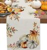Fall Harvest Pumpkin Linen Table Runner Holiday Party Decor Reusable Kitchen Dining Table Runner Autumn Thanksgiving Decorations