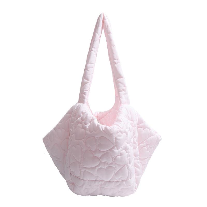 Solid Color Heart Shaped Design Large Capacity Shoulder Bag For Daily Commutes And Casual Outings