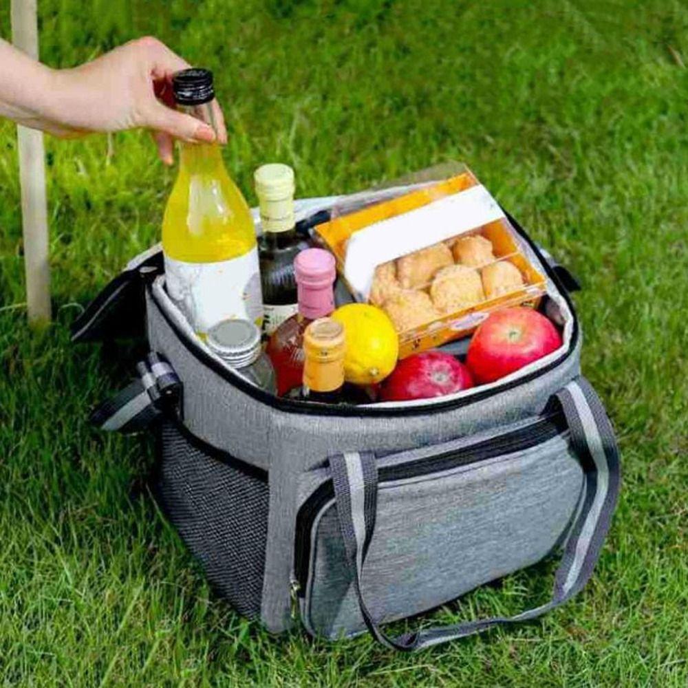 Handheld Insulated Cooler Bag Oxford Cloth Cooler Lunch Box Durable Thermal Lunch Bag  Camping