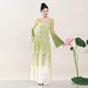 Verbessertes Hanfu Klassisches Tanzkostüm für Damen, Fließendes Chiffon Ruqun Set mit Lotusdruck, Tanzkleidung im Tang-Dynastie-Stil für Bühnenauftritte