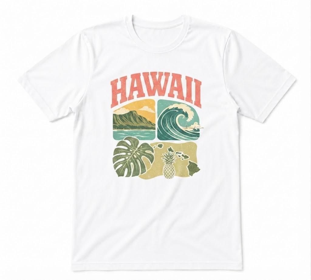 Hawaii Islands Women’s Hawaiian Graphic White T-shirt