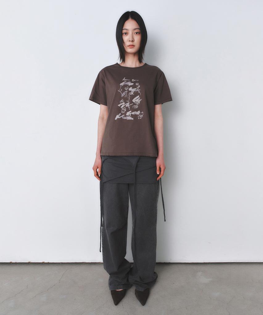 INSILENCE WOMEN Vintage Sketch T-Shirt Brown
