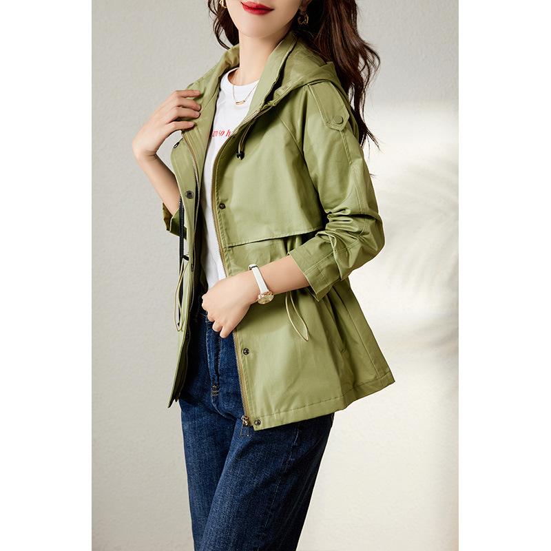 

Короткий тренч с капюшоном женский весенне-осенний новый весенне-осенний маленький высококачественный тонкий плащ женская одежда L