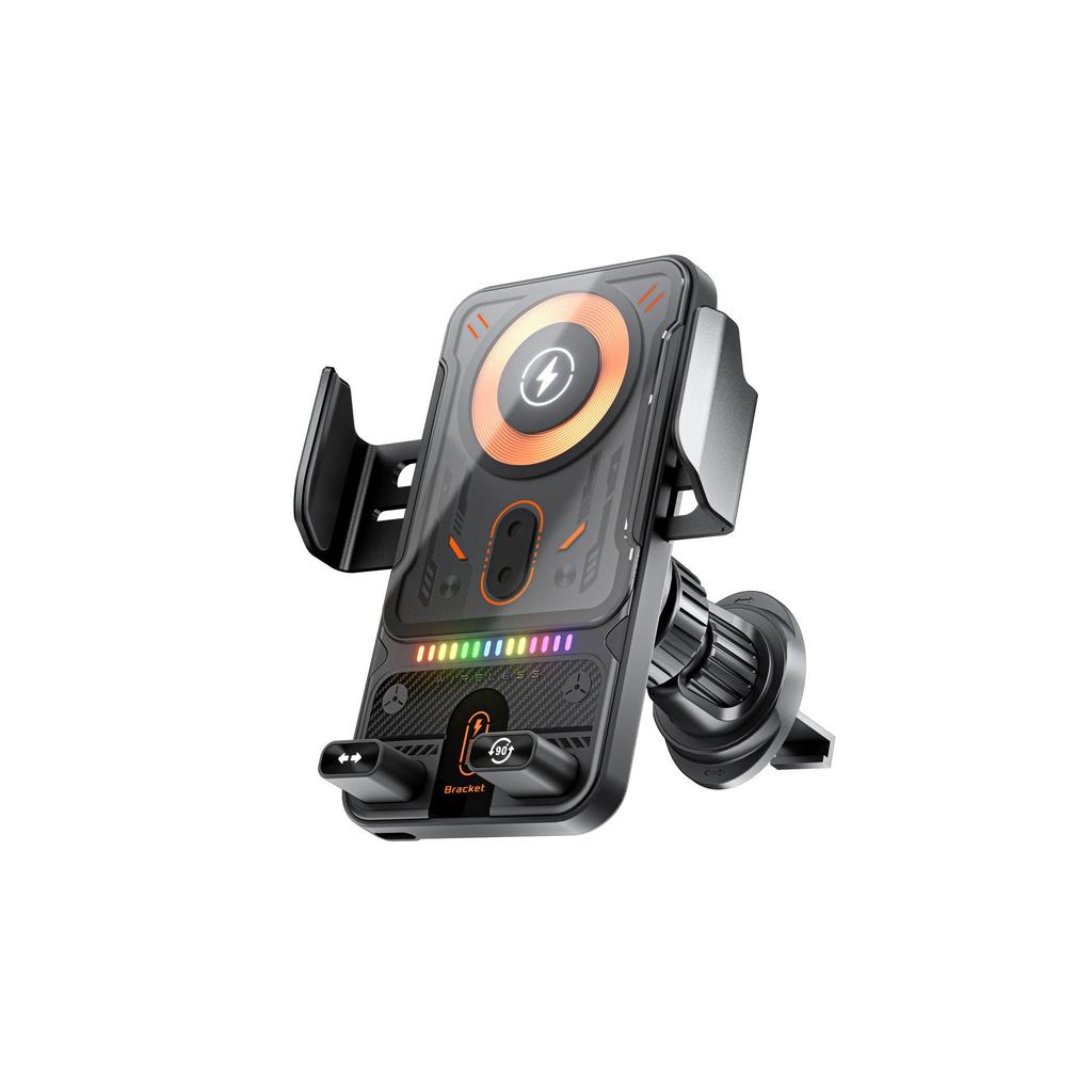 Dual Motor Electric Rotating Car Phone Holder with Wireless Fast Charging
