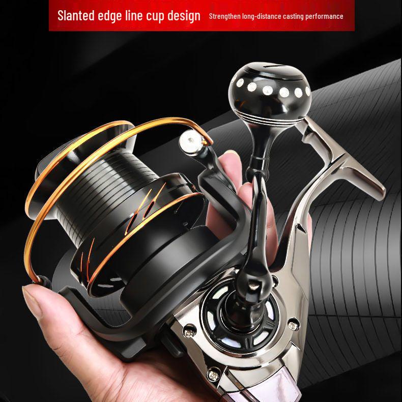 Úhlový naviják s dlouhým náhozem, celokovová cívka, tyč cívky, model 9000-12000