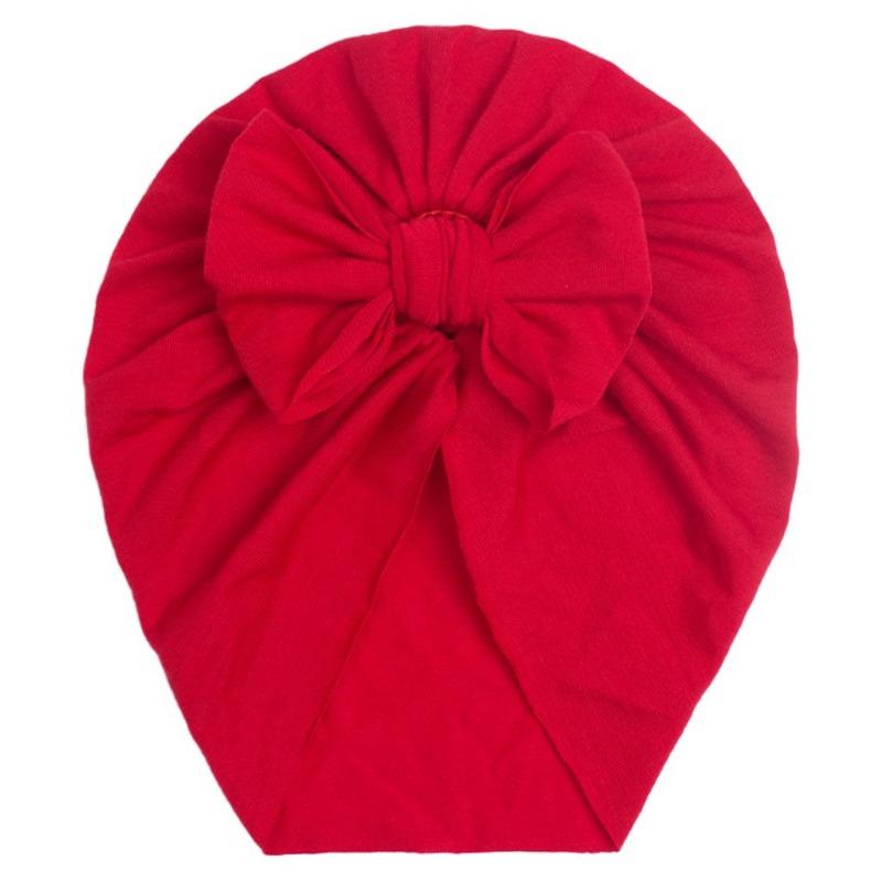 New autumn children's solid color imitation cotton hat, baby comfortable bow pullover hat, baby hat