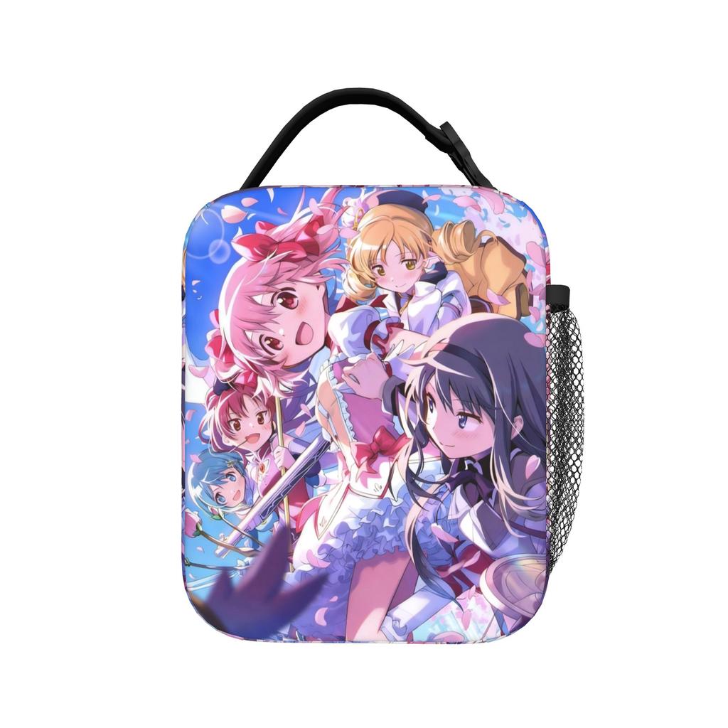 Anime Puella Magi Madoka Magica Insulated Lunch Bag Thermal Bag Reusable,Meal Container Comic Large Tote Lunch Box Food Handbags