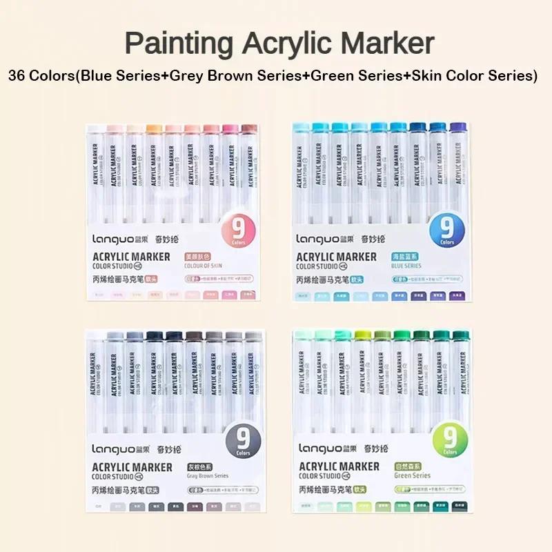 81/72/63/9 Colors Acrylic Paint Marker Pen DIY Painting Drawing for Card Ceramic Stone Mug Glass Fabric Art Supplies Stationery