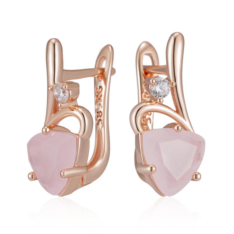 Rose Gold Color Drop Earrings For Women Unusual Pink Natural Zircon Accessories Fashion Daily Vintage Jewelry