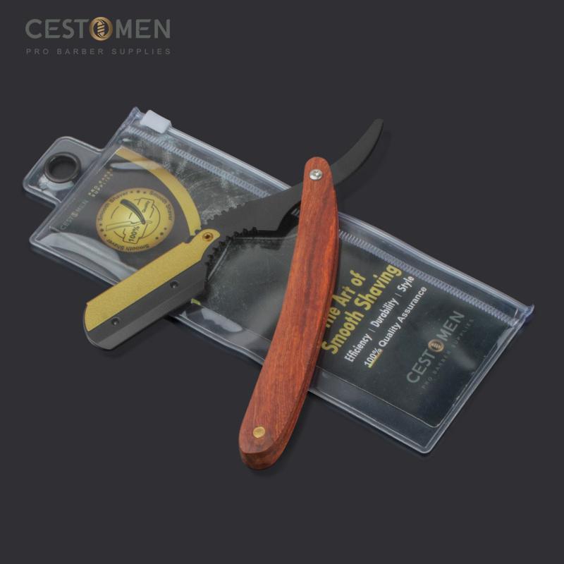 CESTOMEN Professional Vintage Barber Straight Razor Wooden Handle Salon Quality Cut Throat Shavette For Men