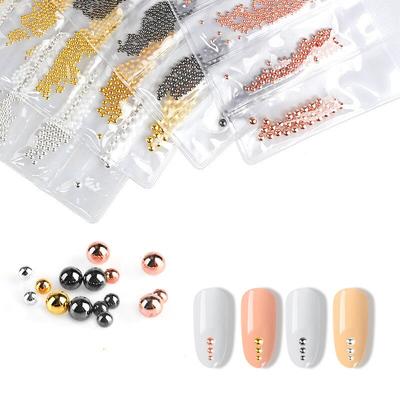 1 Paket 6 Izgara Karışık Boyut Tırnak Havyar Boncuk Mini Metal Boncuk Nail Art Dekorasyon