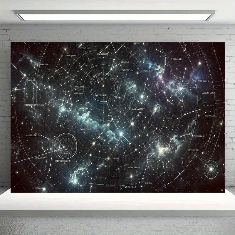 2D-Ebene, Sternbild-Karten-Hintergrundtuch, Hintergrunddekoration, Raum, Garten, geeignet für Heimdekoration, Polyester