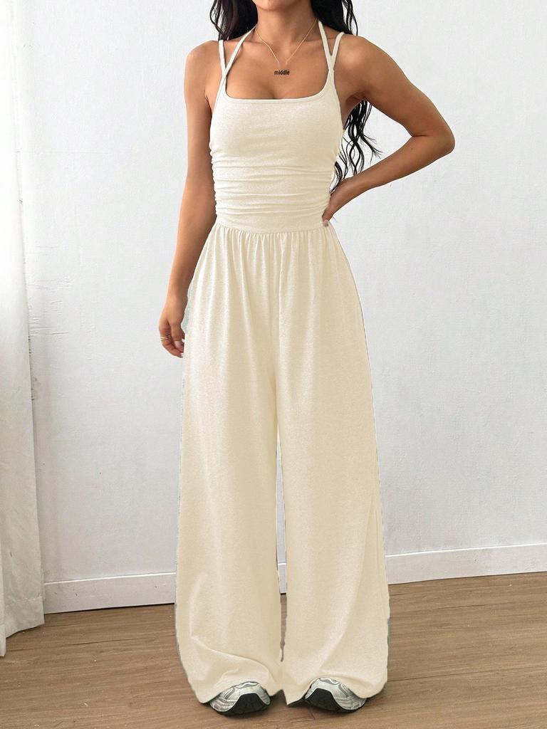 Damen Freizeit Sommer Camisole Jumpsuit - Weiter Bein, Locker, Taillenbetonend Bodycon Stil