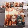 Cute cartoon cat family pattern mattress four-piece bedding set bedroom dormitory bedding set
