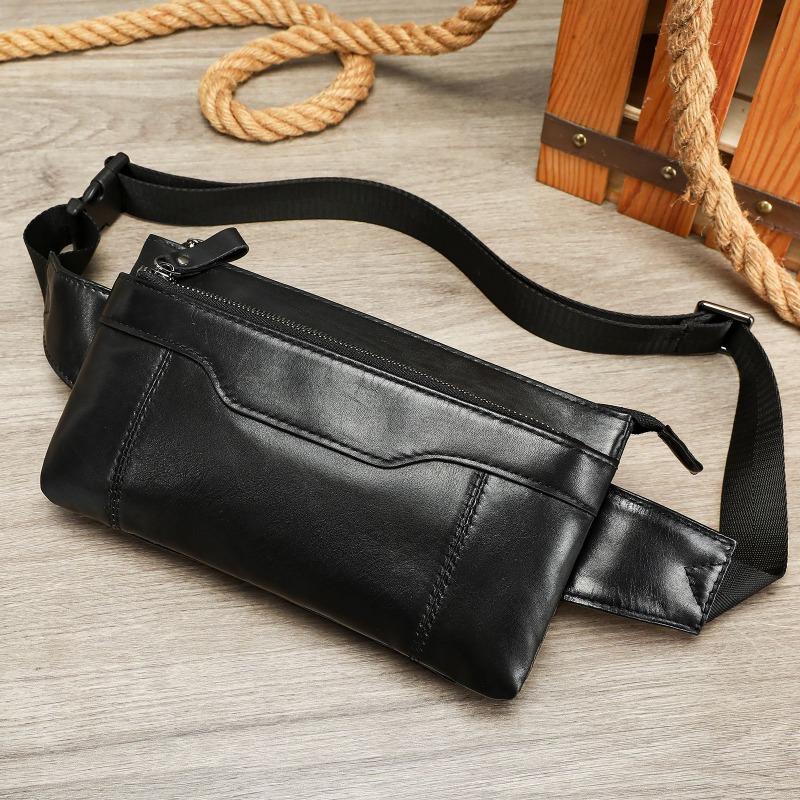 Genuine Leather Men's Chest Bag Crossbody Bag Versatile, Fashionable and High-quality Waist Bag Mobile Phone Case