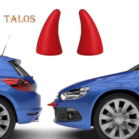 1 Pair Car Devil Horn Sticker 3D Automotive Roof Decoration Front Rear Bumper Guard Anti Collision Protector Waterproof Sunproof Universal Vehicle