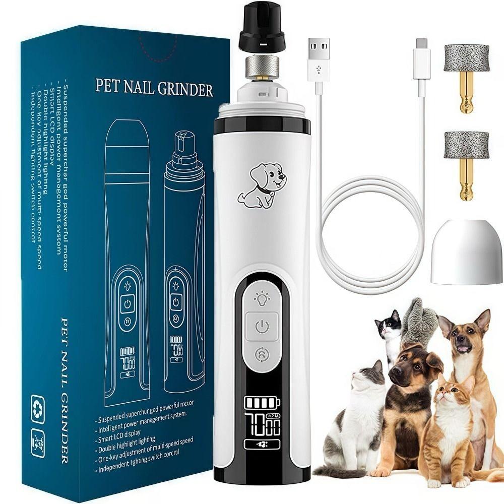 2 LED Light Dog Nail Grinder 3-Speed Pet Grooming Trimme Electric Pet Nail Grinder  For Dogs Cats