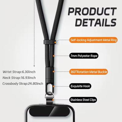 Cordón Universal Ajustable para Teléfono Móvil Correa Corta de Muñeca con Diseño Autoblocante Anticaída Correa de Poliéster Duradera para Teléfono