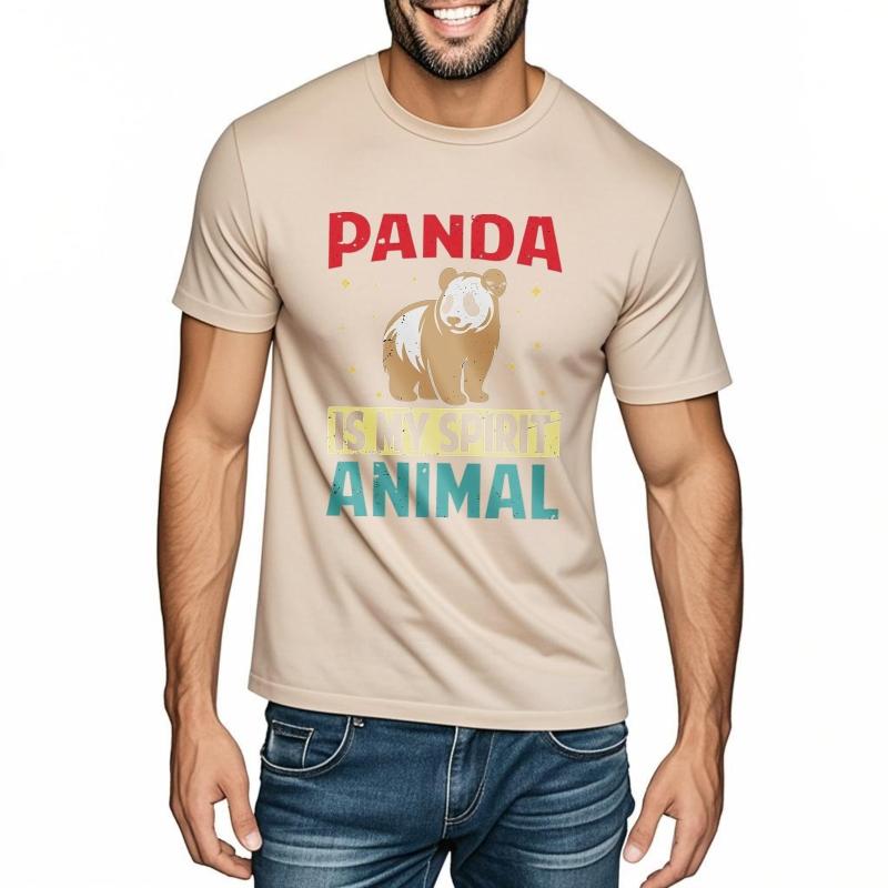 Men cotton tshirt Graphic summer Men t shirt Panda Is My Spirit Animal Short Sleeve Adult Oneck tops Brand t shirt for man