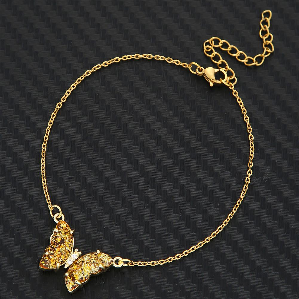 

Элегантный браслет с подвеской в виде бабочки и циркониевой инкрустацией - Цепочка из нержавеющей стали для рождественского подарка жёлтый