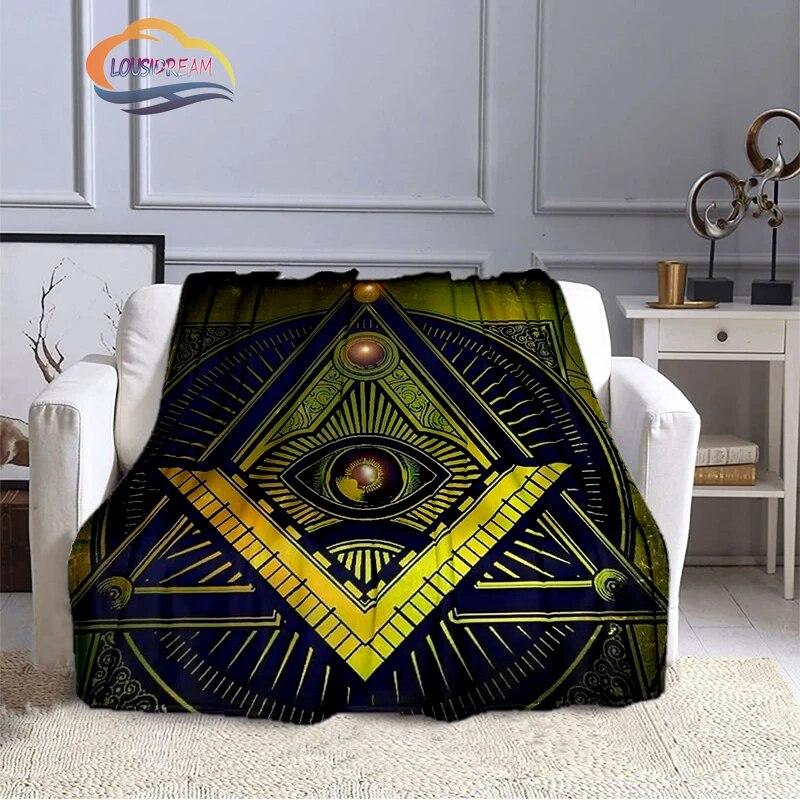 Fashion Patterns Masonic Portable Sofa Blanket Freemason Flannel Warm Four Seasons Camping Blanke Freemasonry Multi Size Blanket