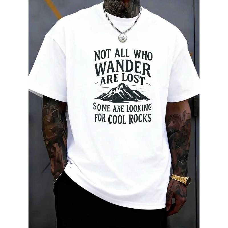 European Size Soft Breathable Fabric Men's Casual Graphic TShirt Mountain & Inspirational Quote Print Relaxed Fit Round Neck Machine Spring/Summer Top