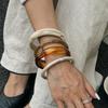 Fashion Style Smudged Marble Pattern Acrylic Bracelet, Retro Amber Resin Bracelet For Women