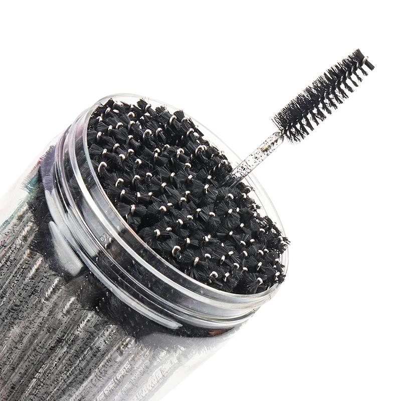 100pcs Barrel Crystal Handle Eyelash Brush Mascara Wand Eye Extension Eyebrow Disposable Makeup Brushes Cosmetic Tools Lashes
