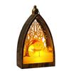 Vintage Christmas Ornament House Shape Santa Claus Deer Snowman Statue Night Light Glowing Decoration