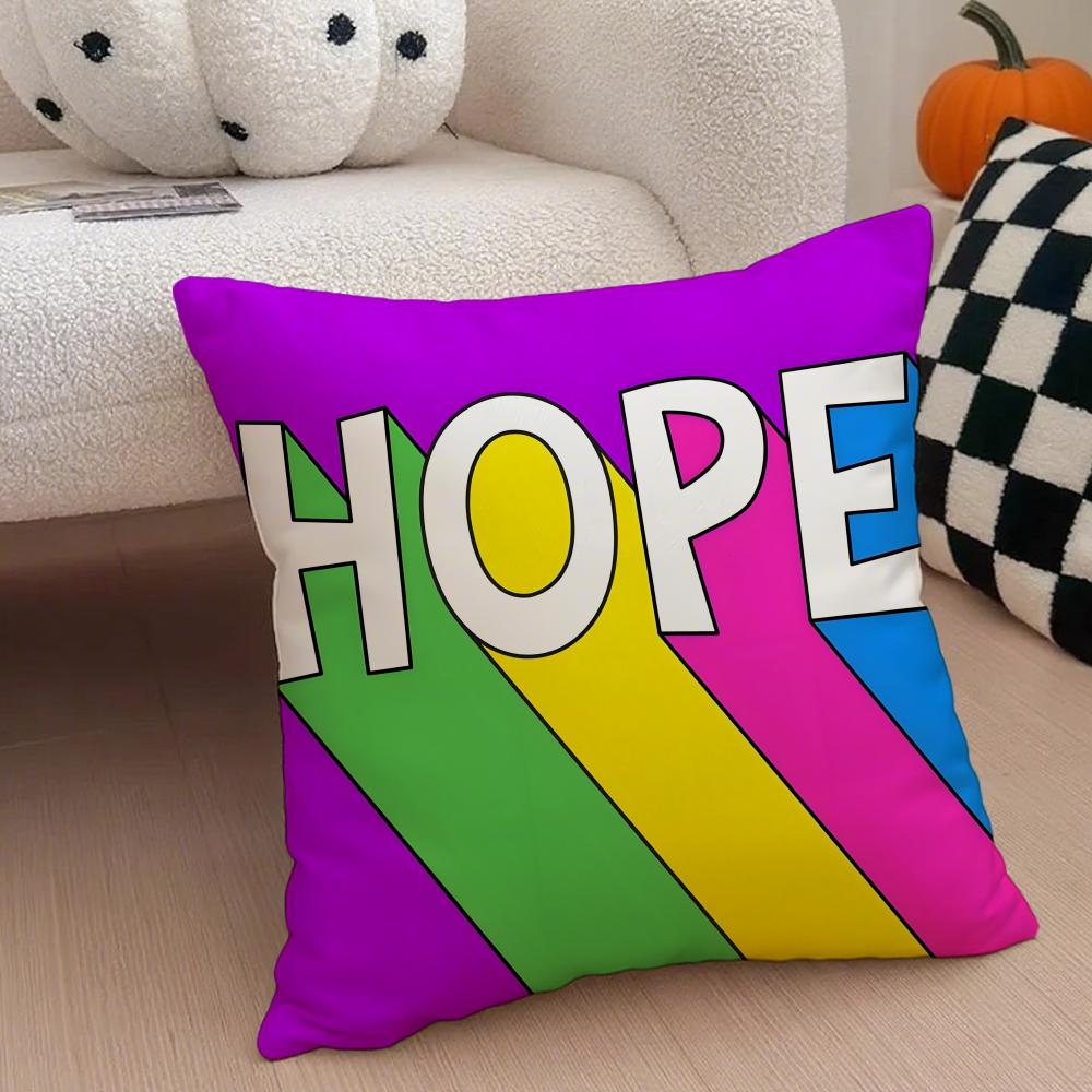 Uplifting Enduring Hope And Love Cushion Cover Throw Pillow Cover Hidden Button Durable Polyester Chair Cushion