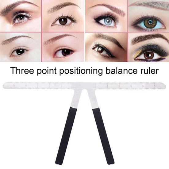 Augenbrauen-Positionierungslineal aus Edelstahl, Augenbrauen-Golden-Ratio-Messschieber, 3-Punkt-Positionierungslineal, Microblading-Augenbrauenführung, Messwerkzeug