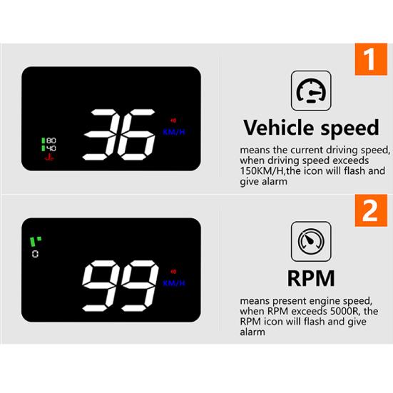 A900 Windshield Projector Convenient Wide Compatibility Stable 3.5-Inch Head-Up Display