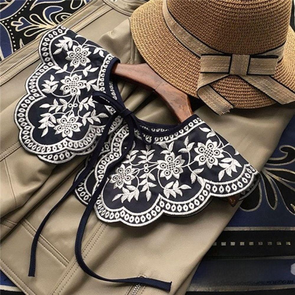 Black White Fake Collar Lace Floral Decoration Collar New False Collar For Women Girls
