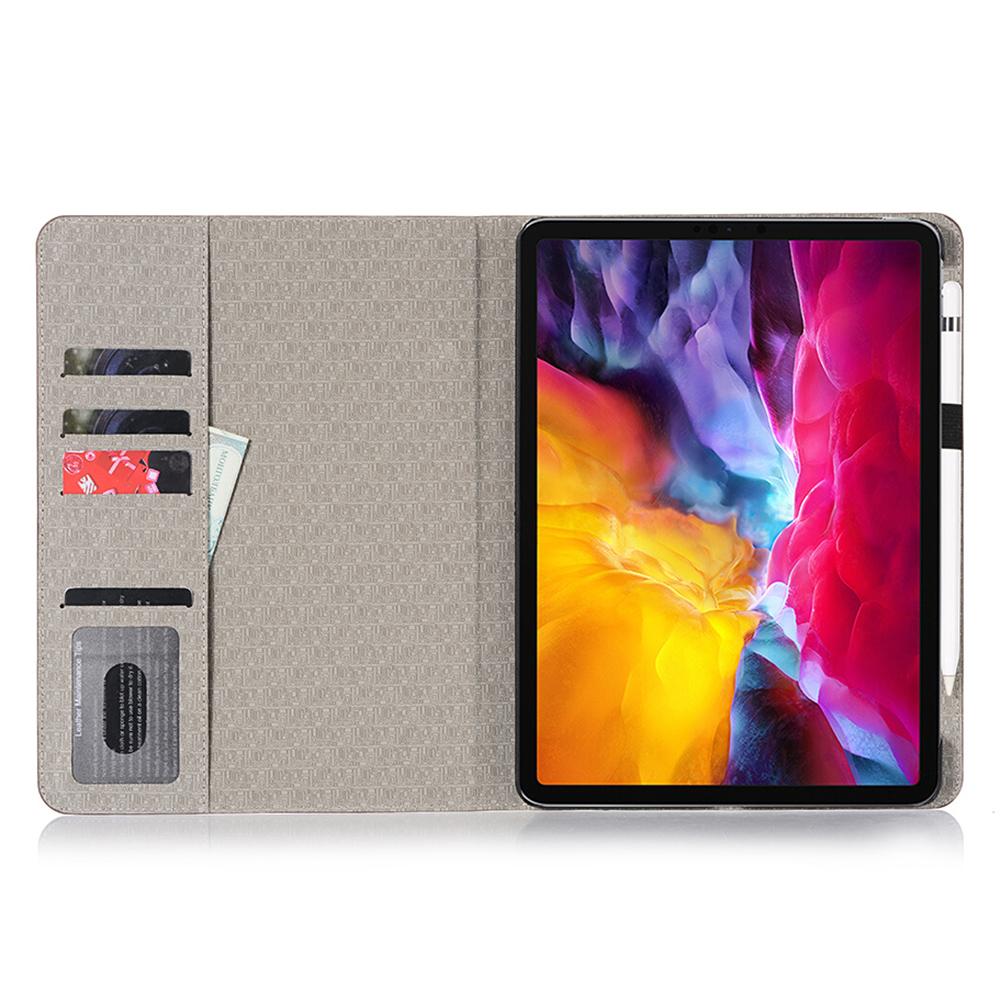 

For iPad Pro 11 (2024) Case Auto Wake/Sleep PU Leather Tablet Cover Cross Texture Splicing Dark Brown