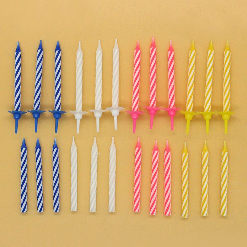 Birthday Party 24 Colorful Threaded Small Candles Creative Party Decoration with Fancy Base Spiral Candles